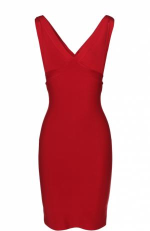 Облегающее мини-платье с V-образным вырезом Herve L.Leroux. Цвет: красный