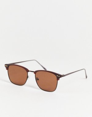 Коричневые солнцезащитные очки в стиле ретро -Коричневый цвет River Island