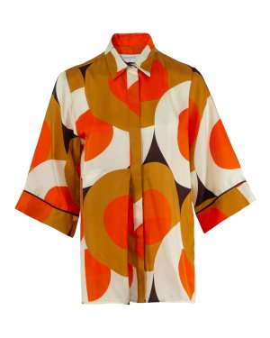 Рубашка BEATRICE. Цвет: оранжевый+принт