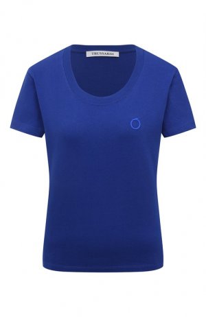 Хлопковая футболка Trussardi. Цвет: синий