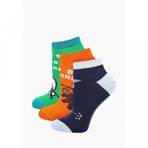 Носки , 3 пары, размер 35-39, синий, зеленый, оранжевый Big Bang Socks. Цвет: зеленый/оранжевый/синий