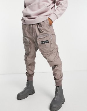 Бежевые брюки с карманами карго на молнии -Светло-бежевый цвет Sixth June