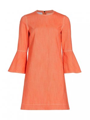 Джинсовое платье прямого кроя с рукавами-колокольчиками , цвет orange Akris Punto