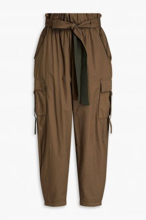 Хлопковые зауженные брюки Willett с поясом ULLA JOHNSON, зеленый Johnson