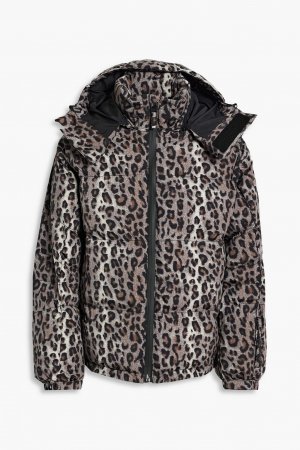 Стеганая лыжная куртка с капюшоном и леопардовым принтом JETSET, животный принт Jetset