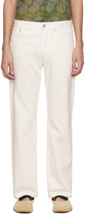Бело-белые джинсы с пятью карманами Dries Van Noten