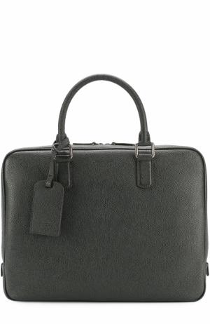 Кожаная сумка для ноутбука Giorgio Armani. Цвет: зеленый