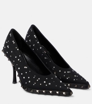 Туфли-лодочки с заклепками rockstud и кристаллами, черный Valentino Garavani