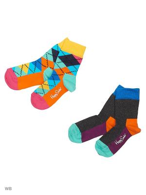 Носки Happy Socks. Цвет: черный, голубой, оранжевый