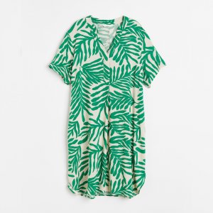 Туника V-neck Leaf-Patterned, зеленый H&M