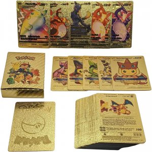 55 штук золотых карт Pokemon, испанские карты с золотыми буквами, Metalicas Charizard, серия Vmax Gx, коробка для игровых POKEMON