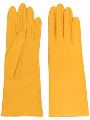 Кожаные перчатки с фестонами Manokhi. Цвет: желтый