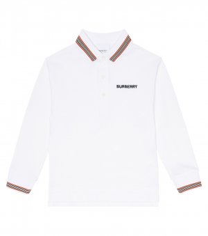 Рубашка поло из хлопкового пике с логотипом , белый Burberry