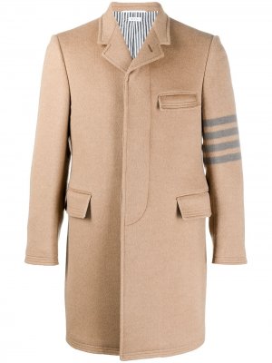 Однобортное пальто Thom Browne. Цвет: коричневый