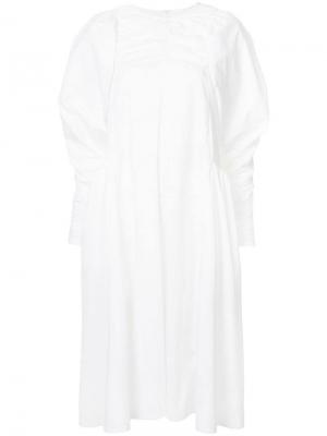 Платье с длинными рукавами со сборкой Paskal. Цвет: белый