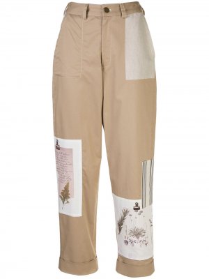 Укороченные брюки в технике пэчворк Monse. Цвет: нейтральные цвета