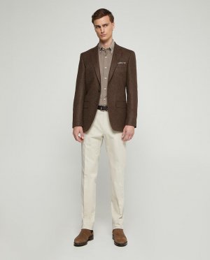 Мужские брюки повседневного и классического кроя из хлопка бежевого цвета Mirto. Цвет: бежевый