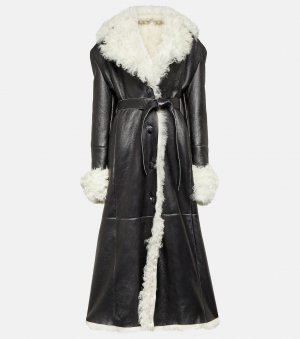 Кожаное пальто на подкладке из овчины , черный Magda Butrym