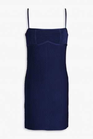 Платье мини в рубчик с бандажной повязкой , темно-синий Hervé Léger