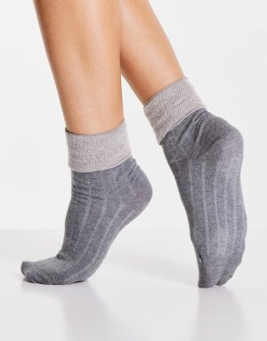 Серые хлопковые носки с контрастными отворотами -Серый Jonathan Aston
