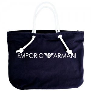 Сумка шоппер EMPORIO ARMANI повседневная, текстиль, синий. Цвет: синий