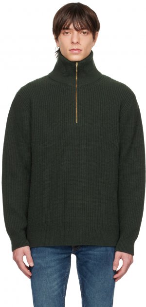 Зеленый свитер с молнией August Nudie Jeans
