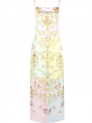 Длинное платье-трапеция с принтом Barocco Versace Jeans Couture. Цвет: розовый