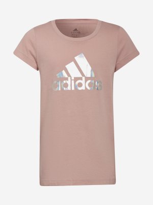 Футболка для девочек Dance Metallic Print, Розовый adidas. Цвет: розовый
