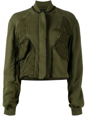 Укороченная куртка бомбер с панельным дизайном Haider Ackermann. Цвет: зелёный