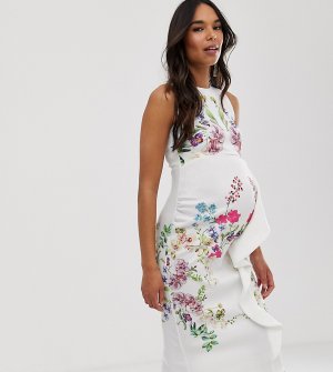 Облегающее платье с цветочным принтом -Белый True Violet Maternity