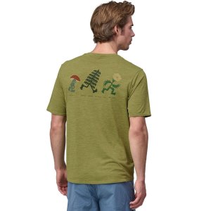 Capilene cool повседневная рубашка с рисунком lands , цвет trail trotters: buckhorn green x-dye Patagonia