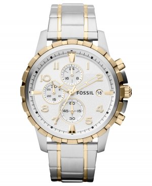 Мужские часы-хронограф Dean с двухцветным браслетом из нержавеющей стали, 45 мм, FS4795 Fossil