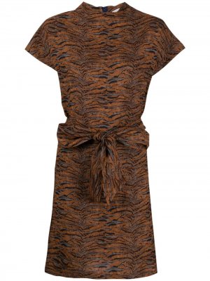 Ярусное платье с тигровым принтом Roseanna. Цвет: коричневый
