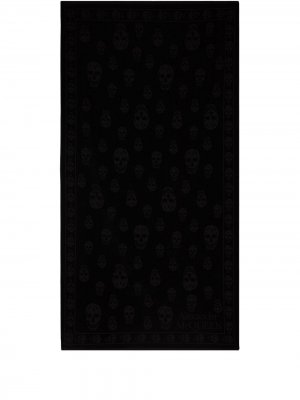 Пляжное полотенце с логотипом Alexander McQueen. Цвет: черный