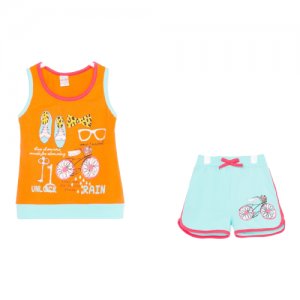 Комплект для девочки (майка/шорты) А.BK150KP, цвет оранжевый, рост 86 Bonito. Цвет: оранжевый