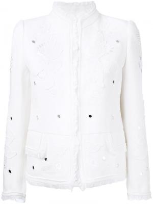 Декорированный пиджак Roberto Cavalli. Цвет: белый