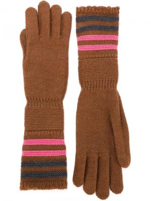 Удлиненные полосатые перчатки Sonia Rykiel. Цвет: коричневый