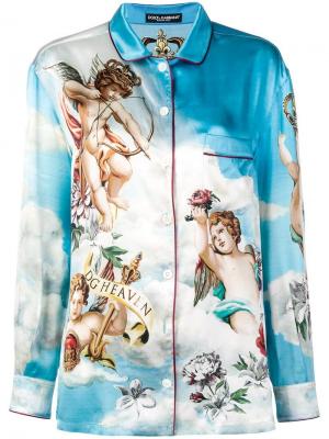 Блузка в пижамном стиле с принтом Dolce & Gabbana. Цвет: синий