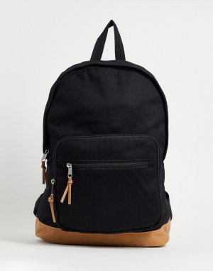 Черный парусиновый рюкзак с контрастным основанием из искусственной замши -Черный цвет ASOS DESIGN