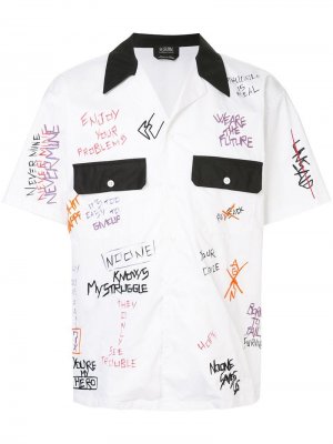 Рубашка оверсайз с принтом и вышивкой Selfmade By Gianfranco Villegas. Цвет: белый