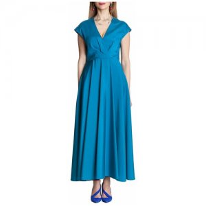 Платье из плотного шёлка с драпировкой на лифе,42/44 Iya Yots. Цвет: голубой