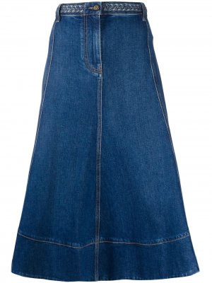 Расклешенная джинсовая юбка с завышенной талией Valentino. Цвет: синий