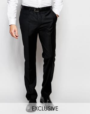 Эксклюзивные полушерстяные узкие брюки стретч Number Eight Savile Row. Цвет: черный