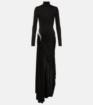 Асимметричное платье из джерси с воротником-стойкой , черный David Koma