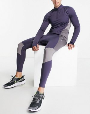 Облегающий спортивный свитшот с контрастными вставками и молнией длиной 1/4 -Серый ASOS 4505