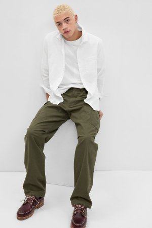Льняно-хлопковая рубашка с длинными рукавами Gap, белый GAP