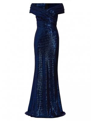 Платье с открытыми плечами и пайетками , цвет cobalt Talbot Runhof
