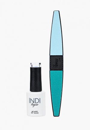 Набор для ухода за ногтями Runail Professional пилка ногтей и Гель-лак INDI laque, 9 мл №3645. Цвет: голубой