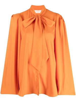Блузка с рукавами бишоп и бантом Sara Battaglia. Цвет: оранжевый