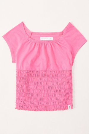 Блузка с короткими рукавами и присборенной резинкой , розовый Abercrombie & Fitch